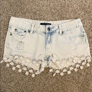Denim blue & white tie dye shorts